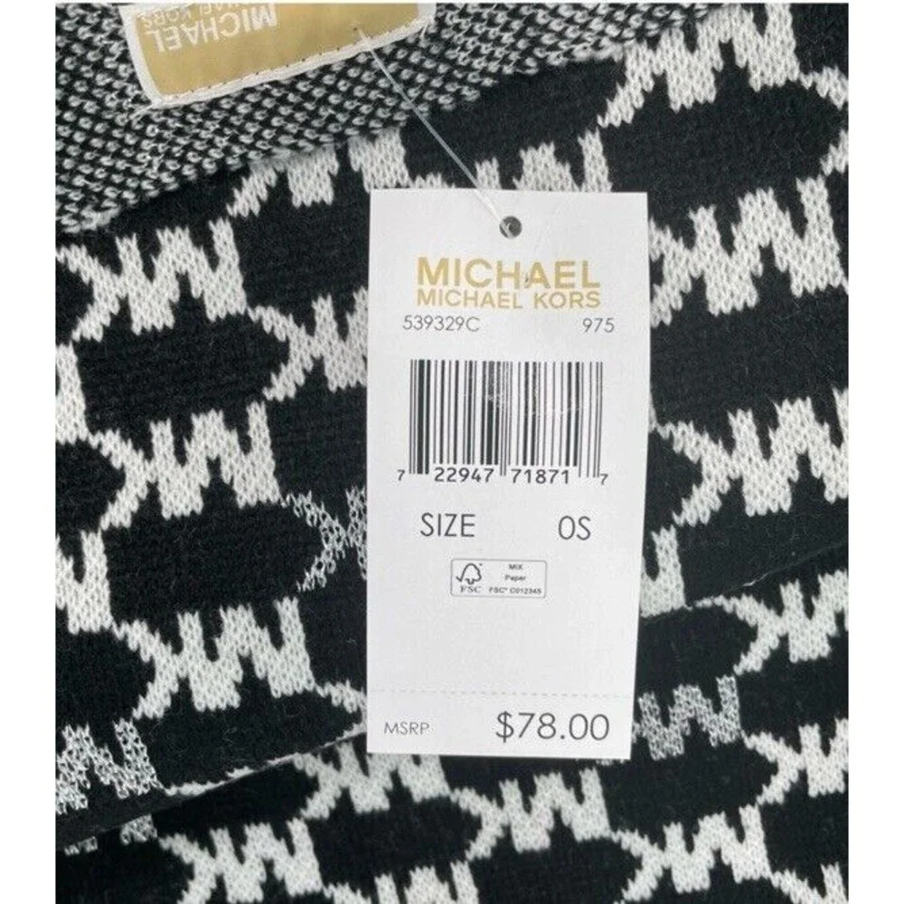 NEW Michael Kors Gloves & Scarf Circle All Over MK Logo Monogram Knit Tinsel